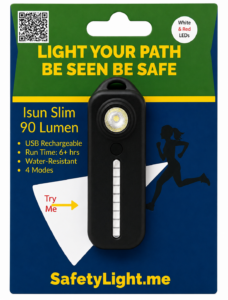 Isun Slim 90 Lumen Clipon White & Red Light (color Black)